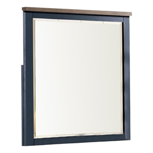 Tela 36 Inch Dresser Mirror-Blue Pinewood Frame-Dark Brown Top