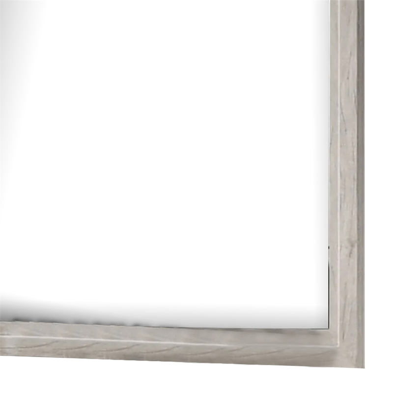 Miot Dresser Mirror-39 Inch Square Wood Frame-White Wash
