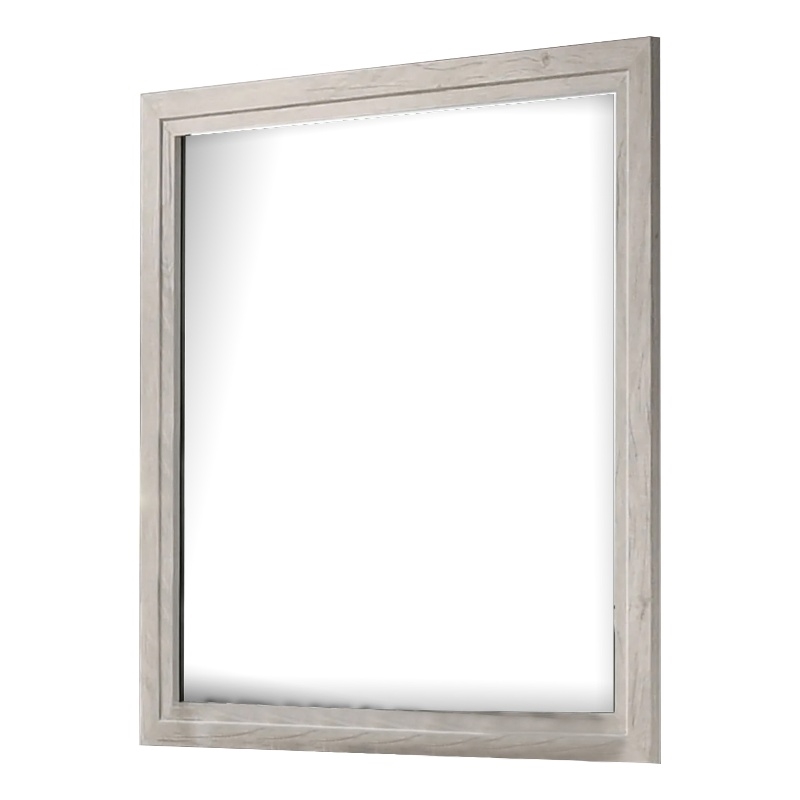 Miot Dresser Mirror-39 Inch Square Wood Frame-White Wash