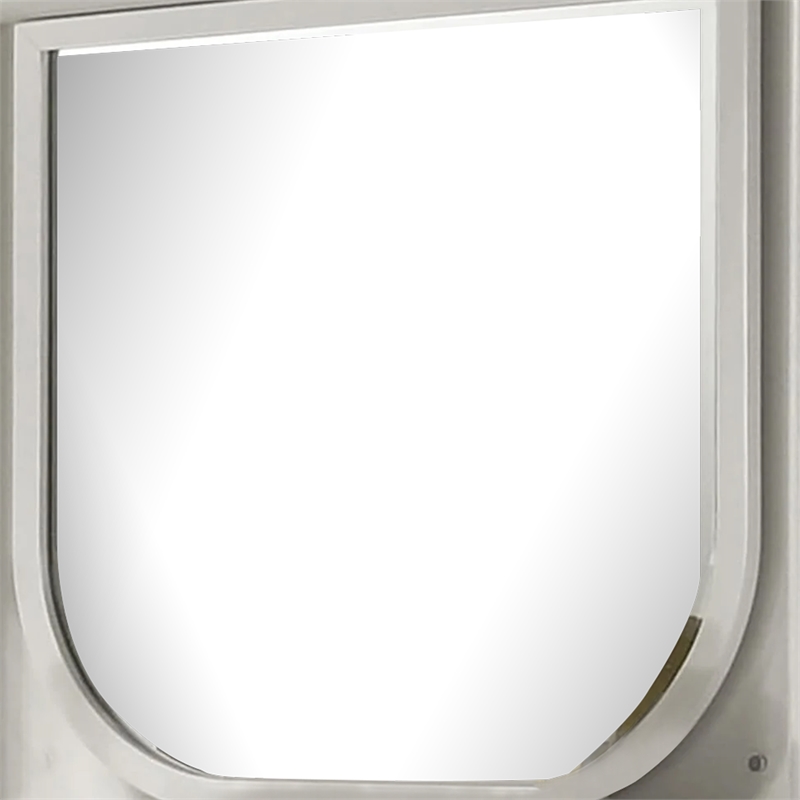 Dima Dresser Mirror-38 Inch-White Rubberwood-Embossed Panels w LED