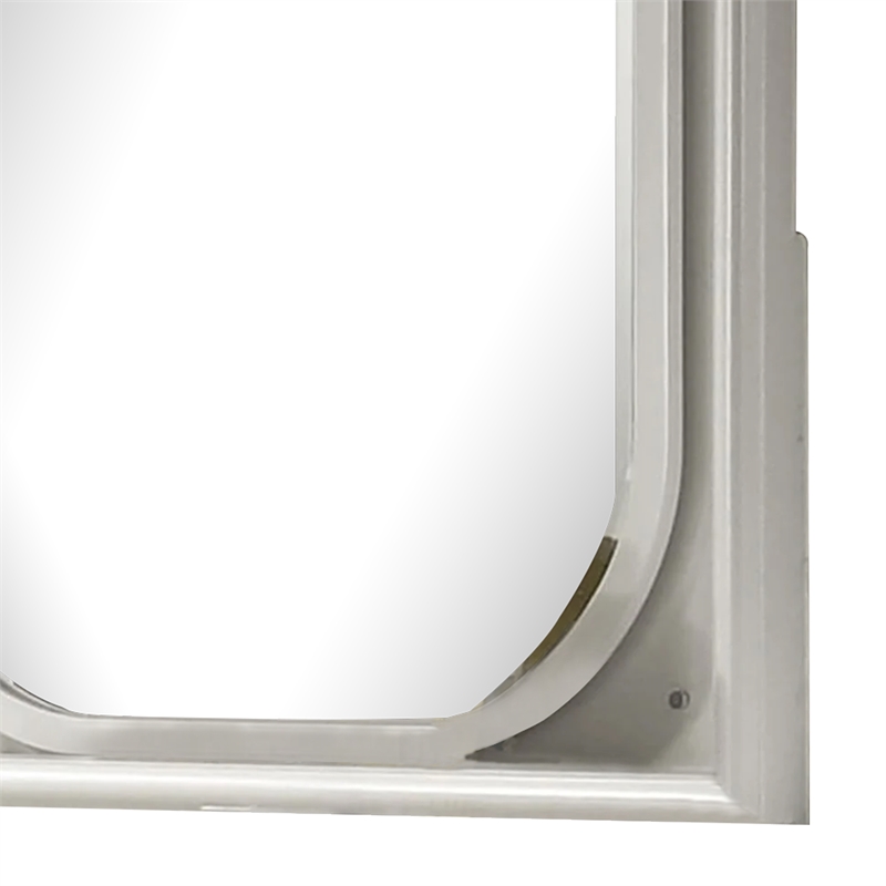 Dima Dresser Mirror-38 Inch-White Rubberwood-Embossed Panels w LED