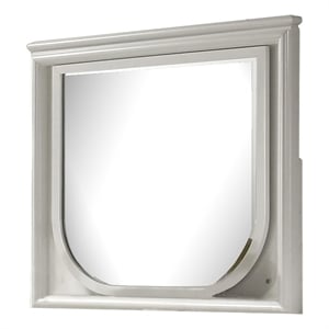 Dima Dresser Mirror-38 Inch-White Rubberwood-Embossed Panels w LED