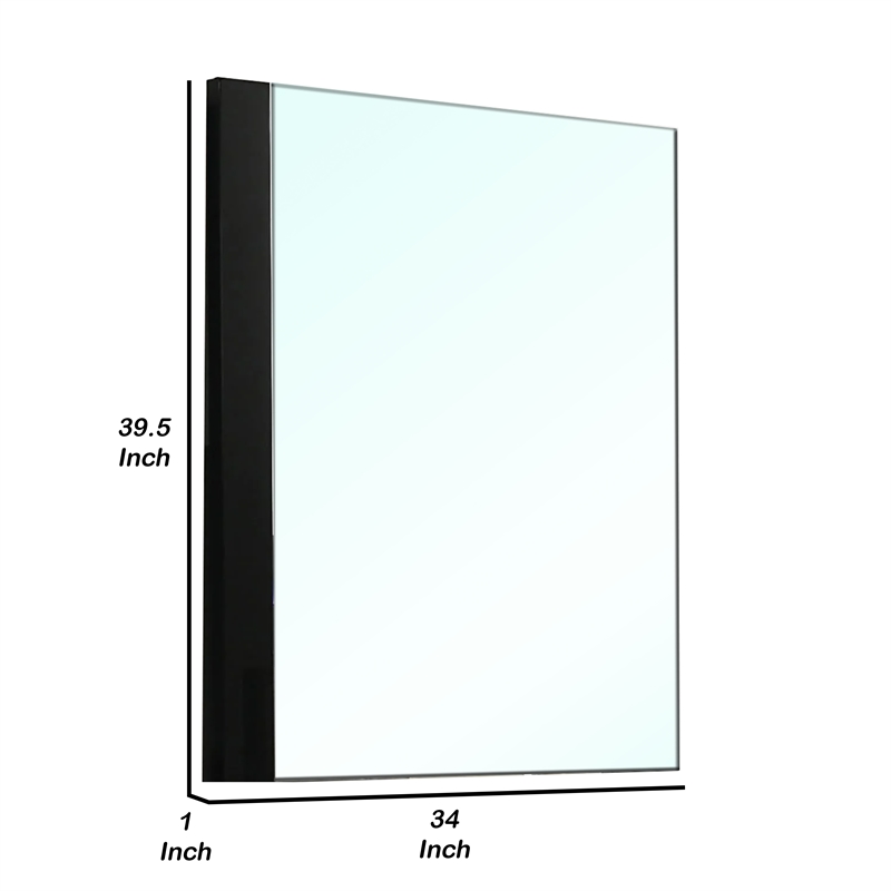 Suni Dresser Mirror-40 Inch-Sleek Piano Black Wood-Frameless Design