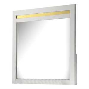 Yoki 41 Inch Dresser Mirror-Modern Glam White with Gold Acrylic Accents