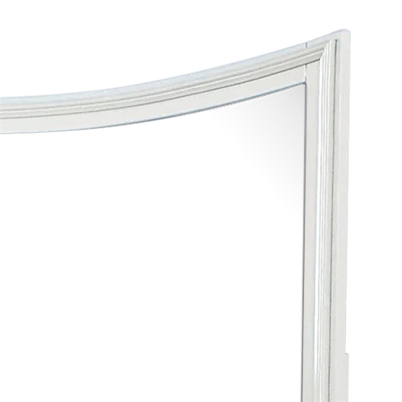 Kiki Dresser Mirror-Curved Crown Molded Details-White Solid Wood