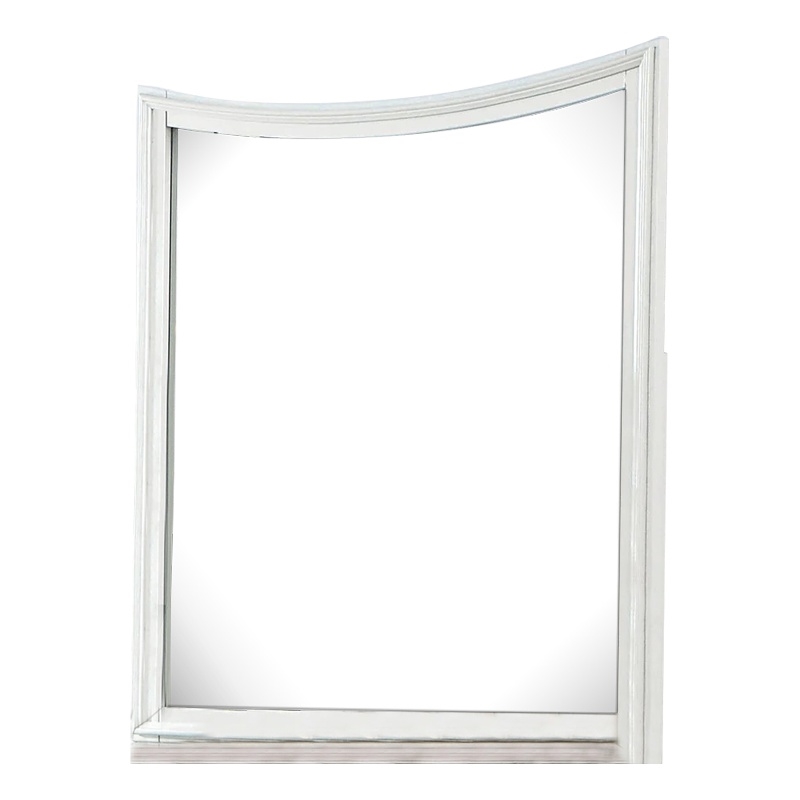 Kiki Dresser Mirror-Curved Crown Molded Details-White Solid Wood