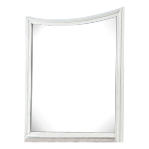 Kiki Dresser Mirror-Curved Crown Molded Details-White Solid Wood