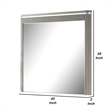 Gema Dresser Mirror-38 Inch Light Gray Wood-Reeded Design-Silver Accents