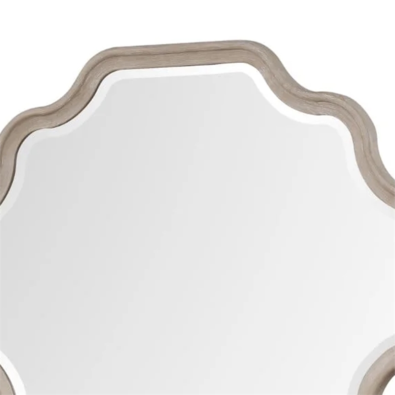 Fea Dresser Mirror-Natural Oak Brown Solid Wood-Scallop Edges-40x47