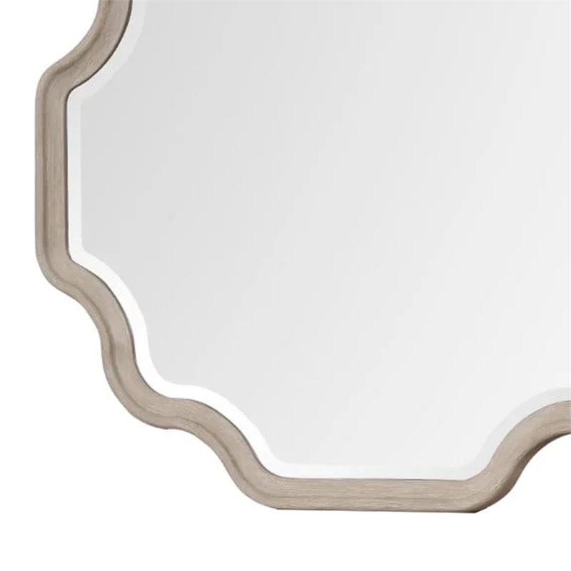 Fea Dresser Mirror-Natural Oak Brown Solid Wood-Scallop Edges-40x47