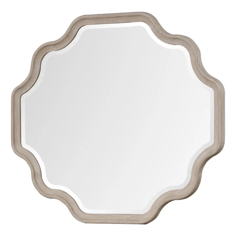 Fea Dresser Mirror-Natural Oak Brown Solid Wood-Scallop Edges-40x47