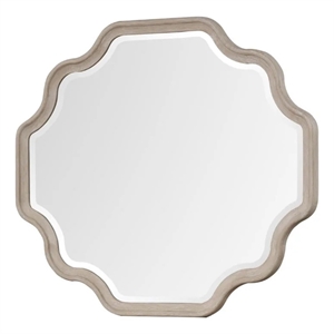 Fea Dresser Mirror-Natural Oak Brown Solid Wood-Scallop Edges-40x47