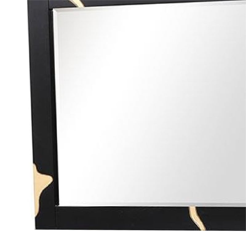 Goldie Dresser Mirror-Beveled Glass-Gold and Black Solid Wood-35x52