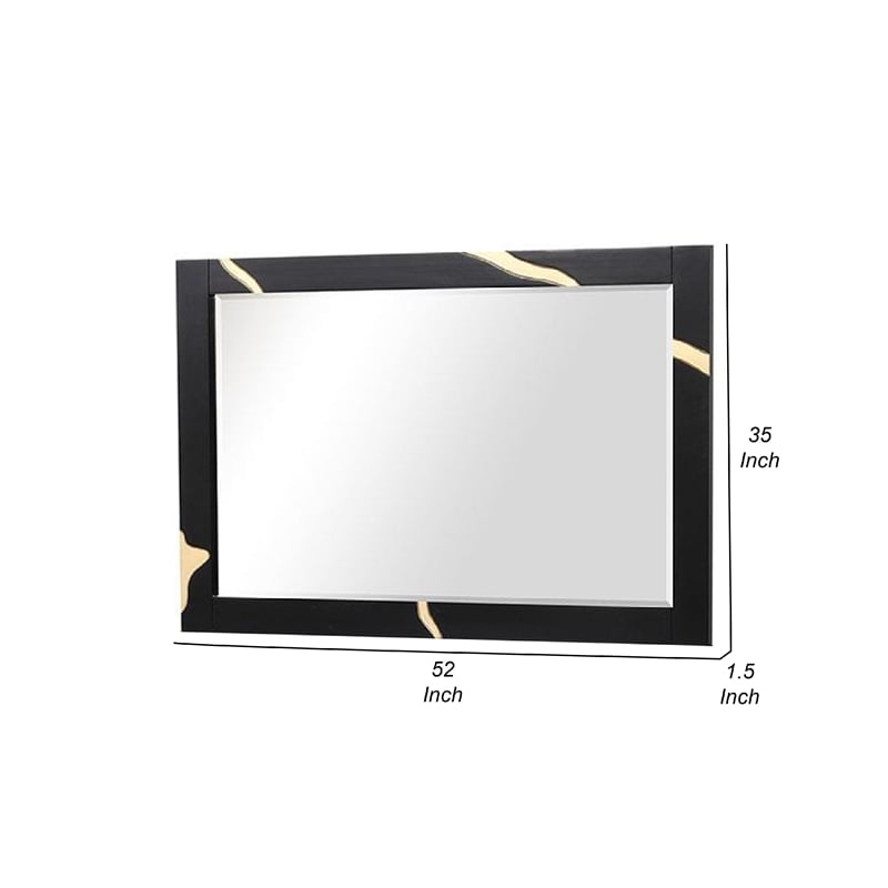 Goldie Dresser Mirror-Beveled Glass-Gold and Black Solid Wood-35x52