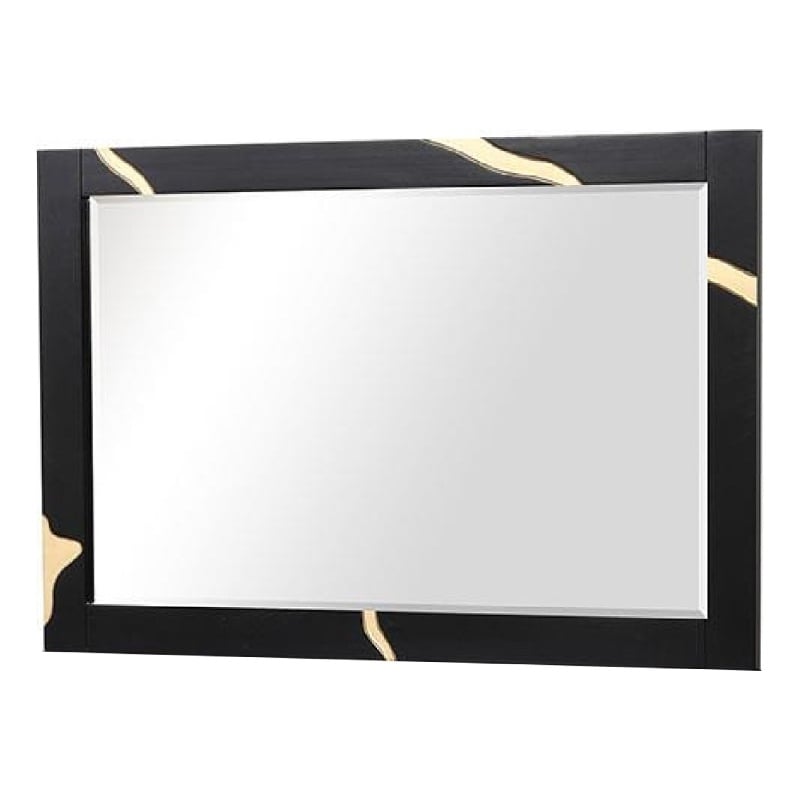 Goldie Dresser Mirror-Beveled Glass-Gold and Black Solid Wood-35x52