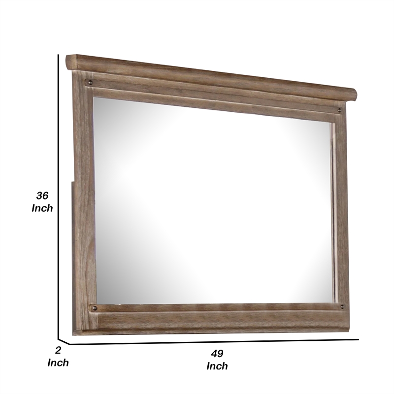 Merry Dresser Mirror-Brown Solid Wood-Rectangular 36x49 Frame