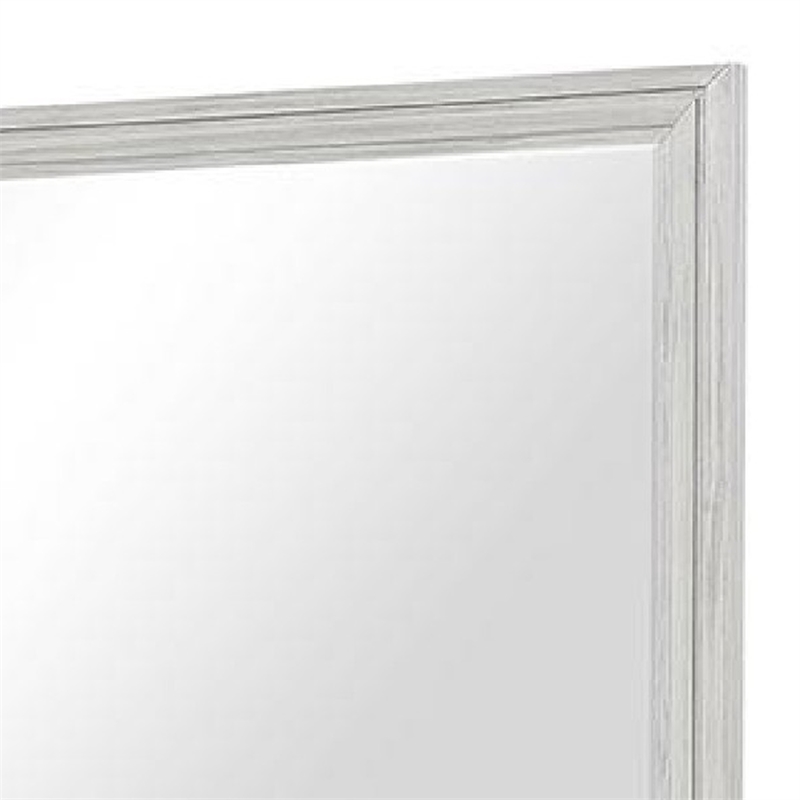 Basil Dresser Mirror-Beveled Glass-38x44 Rustic White Solid Wood Frame