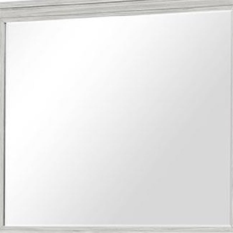 Basil Dresser Mirror-Beveled Glass-38x44 Rustic White Solid Wood Frame