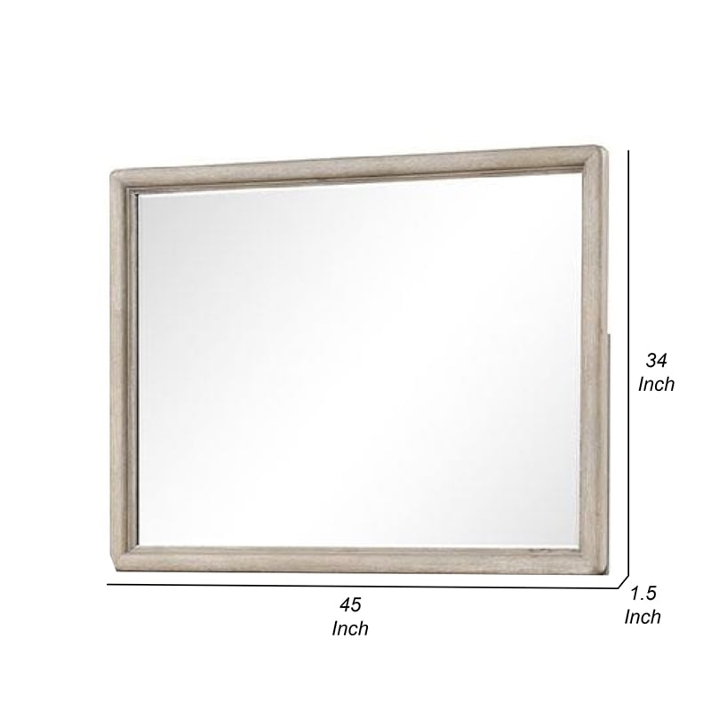 Myna Dresser Mirror-Beveled Glass-Oak Brown Solid Wood-34x45