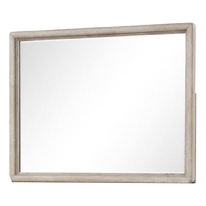 Myna Dresser Mirror-Beveled Glass-Oak Brown Solid Wood-34x45