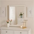 Toi Dresser Mirror-Beveled Glass-Antique White Finished Solid Wood-38 Inch