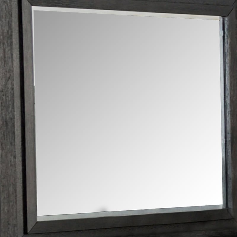 Ashen Dresser Mirror-Black Solid Wood-Rectangular Silhouette-40x46