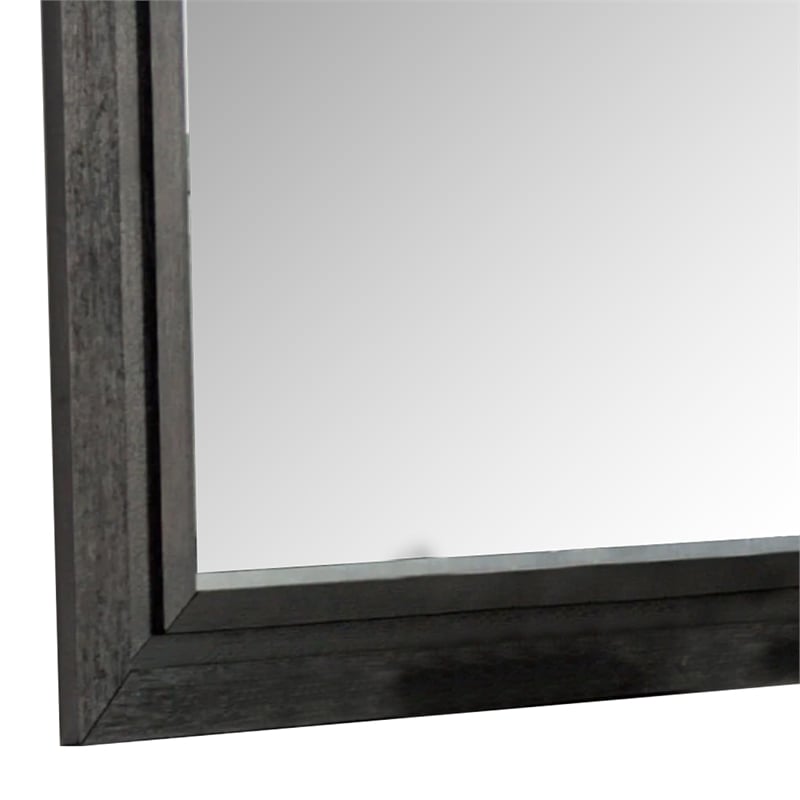 Ashen Dresser Mirror-Black Solid Wood-Rectangular Silhouette-40x46