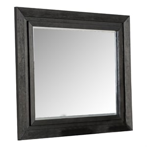 Ashen Dresser Mirror-Black Solid Wood-Rectangular Silhouette-40x46