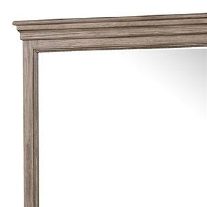 Roi Dresser Mirror-Beveled Glass-Weathered Gray Solid Wood-38x42