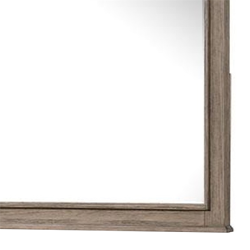 Roi Dresser Mirror-Beveled Glass-Weathered Gray Solid Wood-38x42