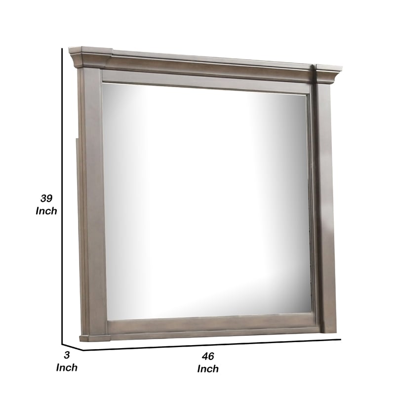 Huder Dresser Mirror-Beveled Glass-Dark Walnut Brown Wood-39x46