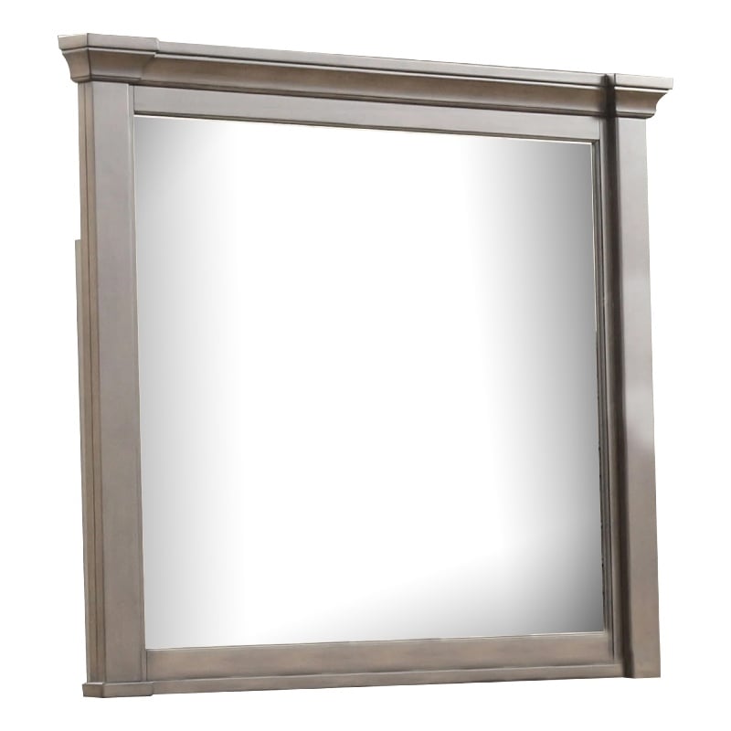 Huder Dresser Mirror-Beveled Glass-Dark Walnut Brown Wood-39x46