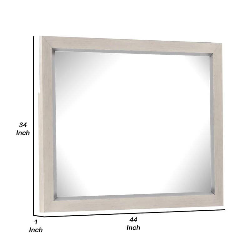 Kexa Dresser Mirror-Bevel Glass-Light Gray Solid Wood Frame-34x44