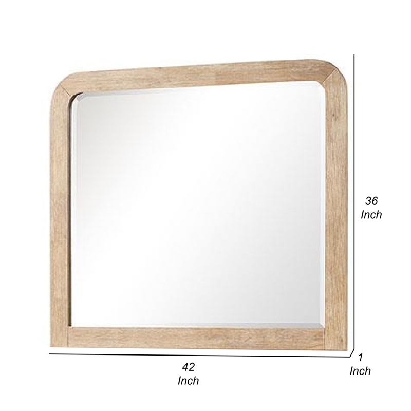 Rexa Dresser Mirror-Beveled Glass-Natural Brown Solid Wood-36x42