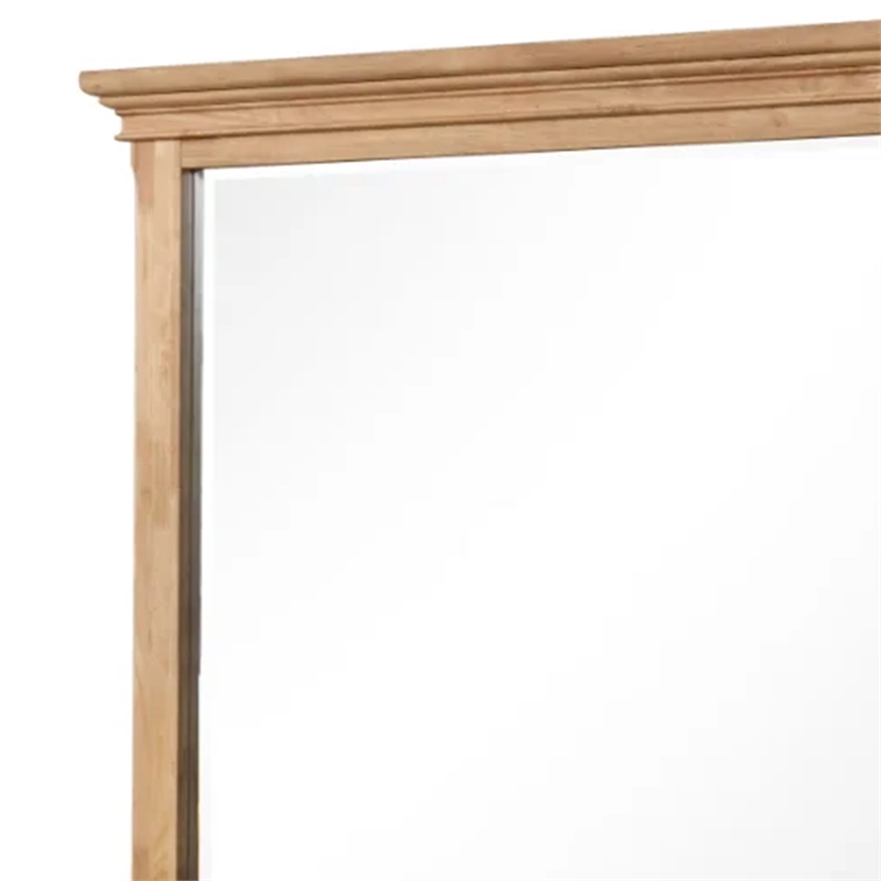Lexa Dresser Mirror-Bevel Glass-Natural Oak Brown Solid Wood-38x44