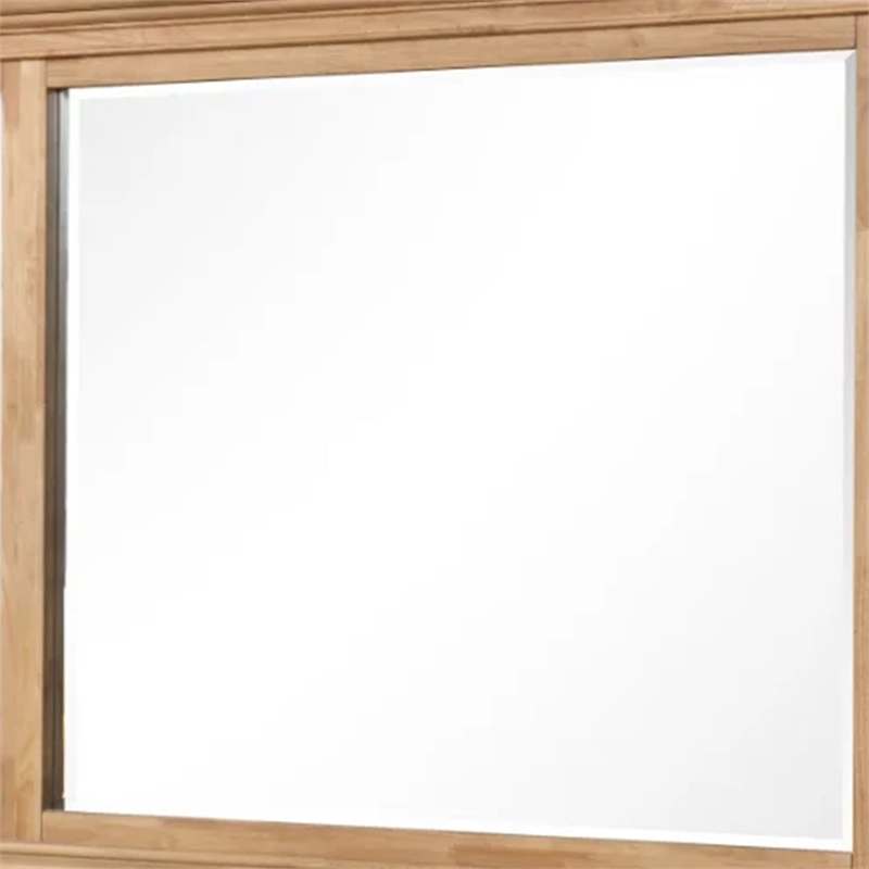 Lexa Dresser Mirror-Bevel Glass-Natural Oak Brown Solid Wood-38x44