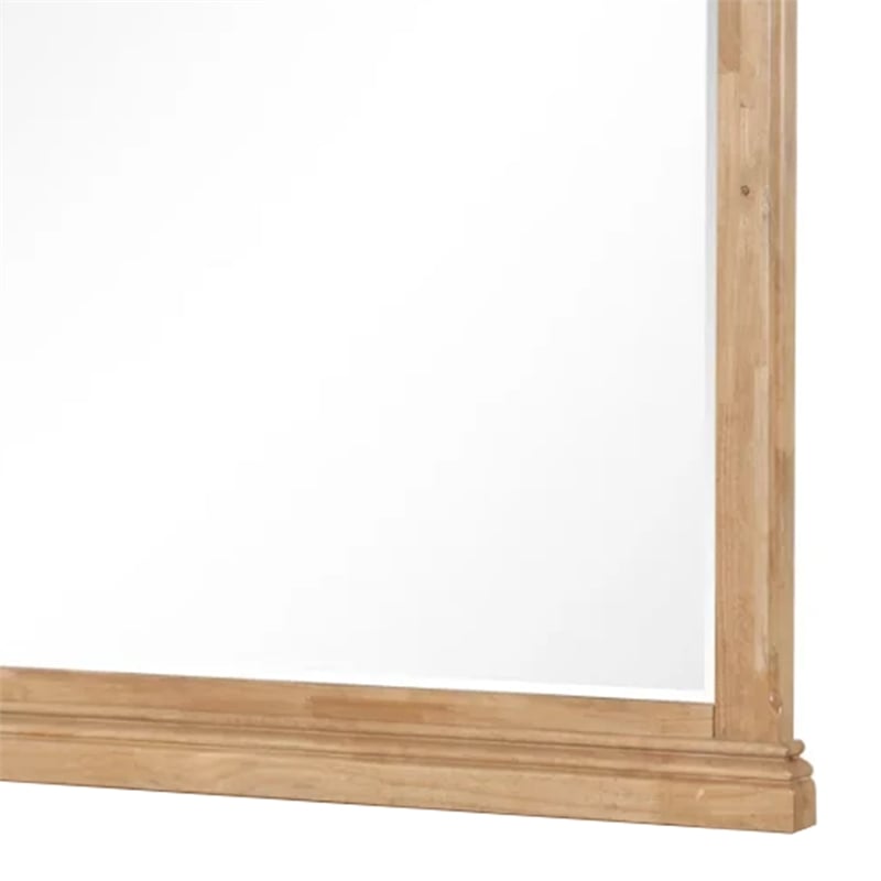 Lexa Dresser Mirror-Bevel Glass-Natural Oak Brown Solid Wood-38x44