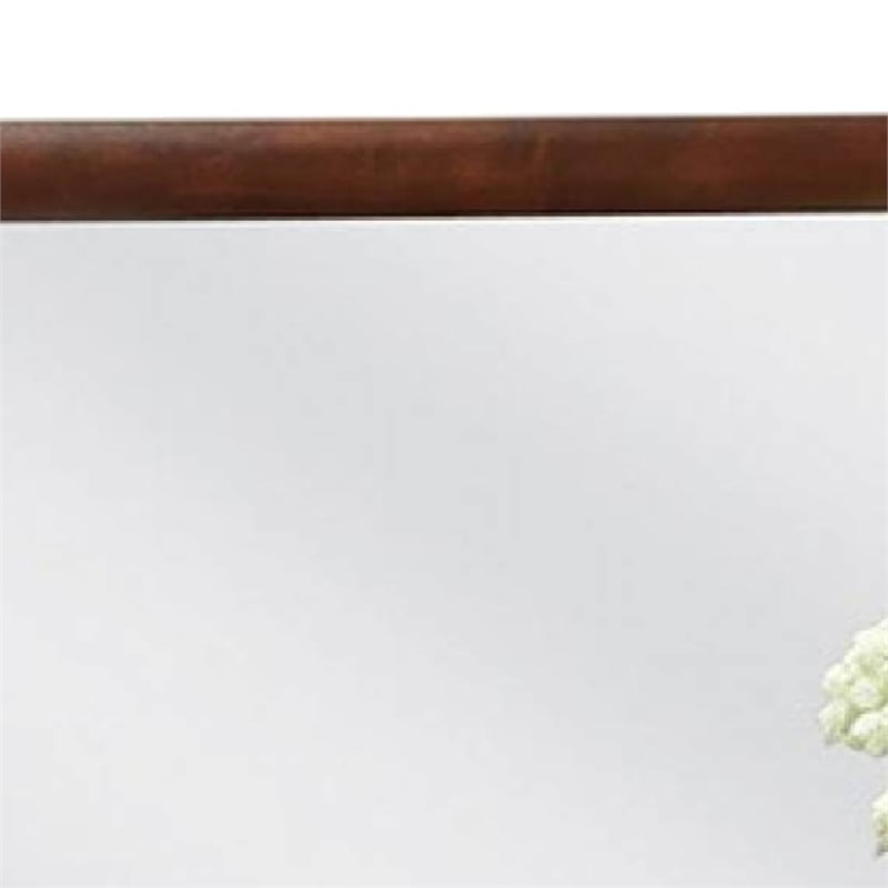Simo Dresser Vanity Mirror-40 Inch Dark Cherry Brown Solid Wood