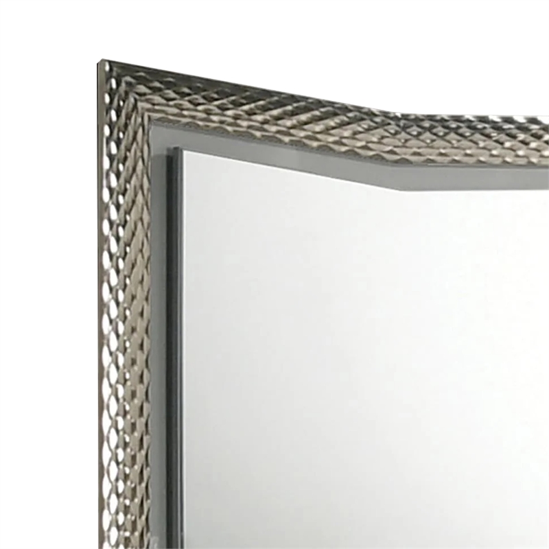 Vino 41 x 44 Dresser Mirror w LED-Glam Gray Wood-Silver Trim