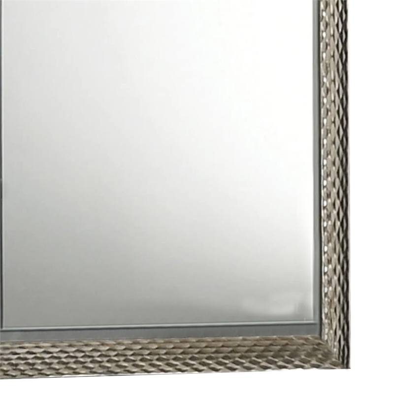 Vino 41 x 44 Dresser Mirror w LED-Glam Gray Wood-Silver Trim