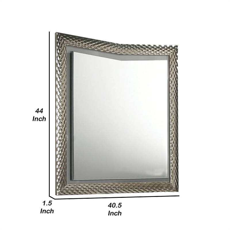 Vino 41 x 44 Dresser Mirror w LED-Glam Gray Wood-Silver Trim