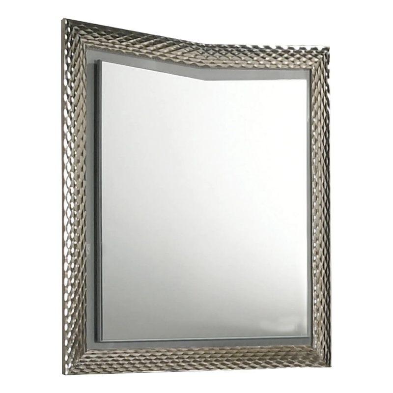 Vino 41 x 44 Dresser Mirror w LED-Glam Gray Wood-Silver Trim