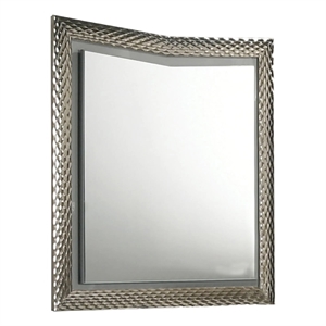 Vino 41 x 44 Dresser Mirror w LED-Glam Gray Wood-Silver Trim
