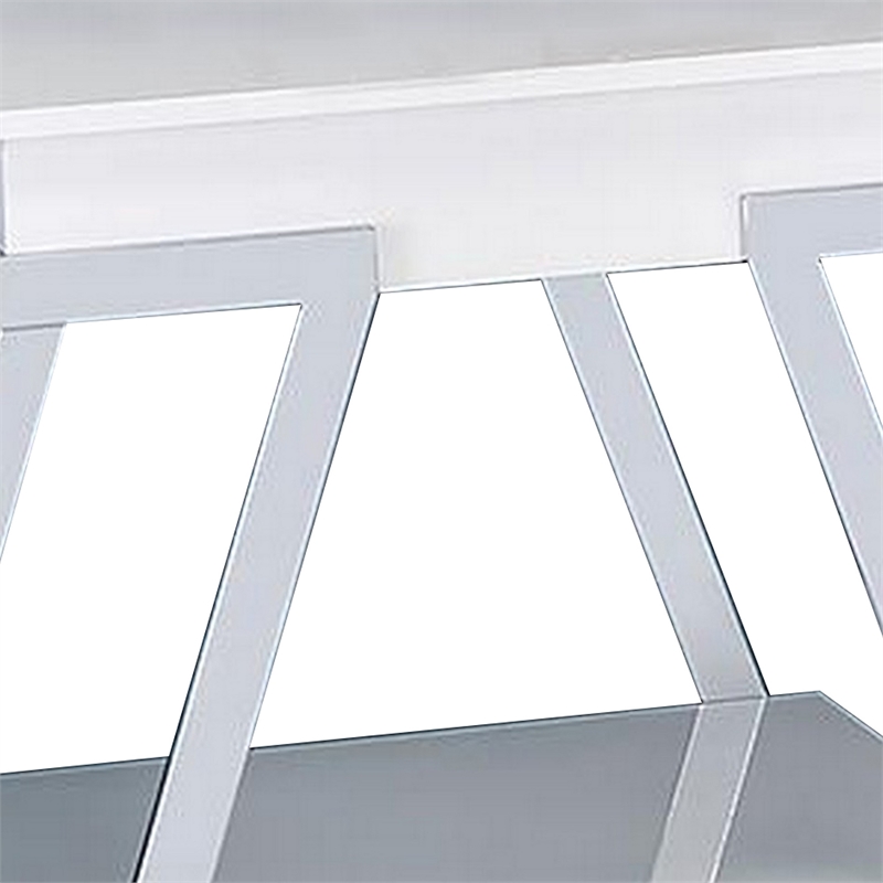 Tius 26 Inch Side End Table-Open Shelf-Chrome-High Gloss White Finish