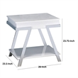 Tius 26 Inch Side End Table-Open Shelf-Chrome-High Gloss White Finish