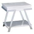 Tius 26 Inch Side End Table-Open Shelf-Chrome-High Gloss White Finish