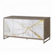 Avia Sideboard Console Cabinet-White Marble Look 4 Door Brown 65 Inch