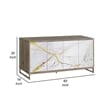 Avia Sideboard Console Cabinet-White Marble Look 4 Door Brown 65 Inch