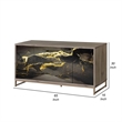 Loila Sideboard Console Cabinet-Black Marble Look-Brown Wood 65 Inch