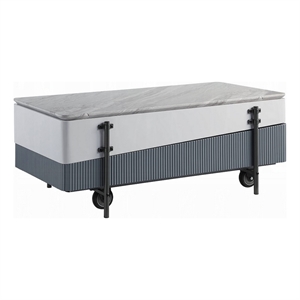 Mindy Coffee Table with Lift Top-3 Compartments-White Gray 47 Inch